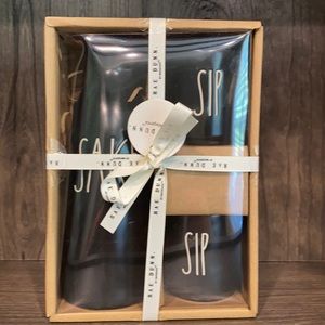 Rae Dunn Black SAKE SIP Pitcher and Cup Set